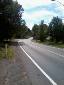 Mile 10.36 - Almost home and the only road that has lines on it