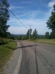 Top of Pollard Hill before heading down the hill - mile 5.91