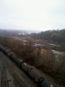 James River and railroad tracks from the Lee Bridge