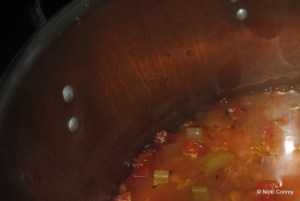 The pot of soup