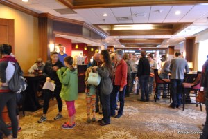 Lines for bib pickup