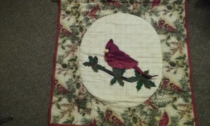 Cardinal Wallhanging, quilted by my mom in 2012